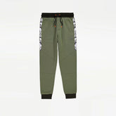 FF slim fit green with white camp penal jogger trouser for kids